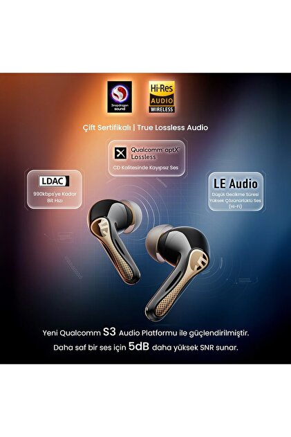 SoundPEATS Air5 Pro Plus Hi-Res LDAC Hybrid ANC Aktif Gürültü