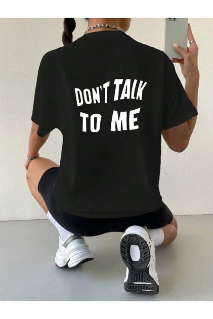تي شيرت Salas كبير الحجم مطبوع عليه عبارة "Don't Talk" للنساء والفتيات
