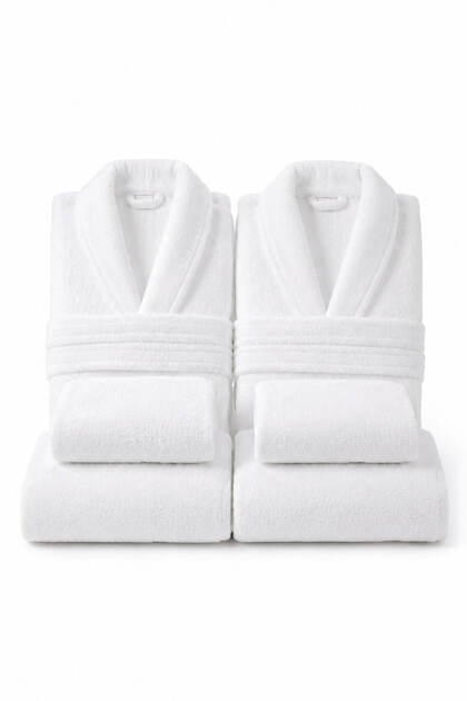6 Piece Double Family Bathrobe Towel Set Aurea