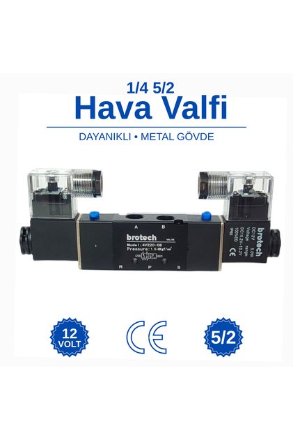 1/4 - 5/2 Çift Bobin Selenoid Valf | Araç Air Valfi | Tır Branda Valfi | Pnömatik Valf 12v
