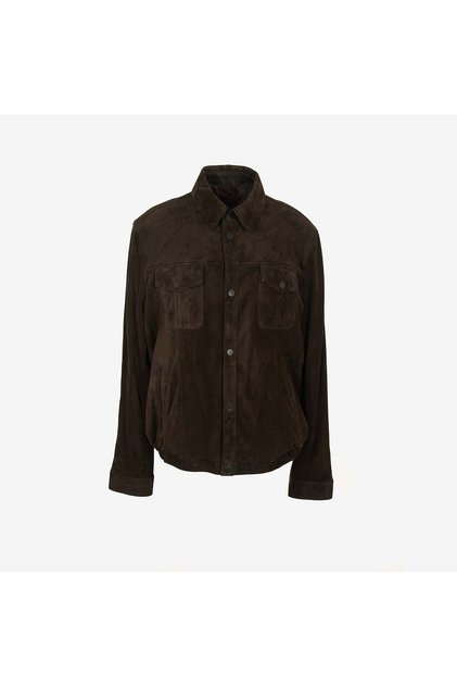Men's Shirt Collar Leather Suede Coat K-2657