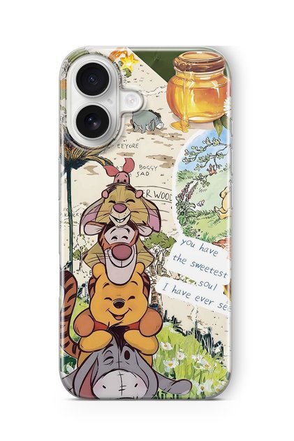iPhone 16 Compatible Vintage Winnie Pooh Collage Pattern Transparent Phone Case