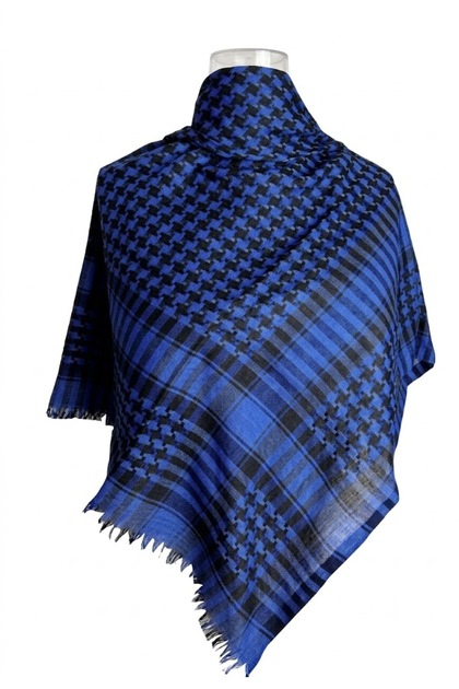 Cotton Puşi Cobalt Blue Authentic Kefiye Shawl Large Size