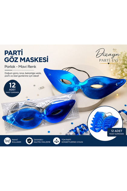 12 Adet Parti Göz Maskesi Parlak Renkli Maske Kına Bekarlığa Veda Doğum Günü Kostüm Parti Aksesuarı (Sarı, Gümüş, Yeşil, Kırmızı, Mavi)