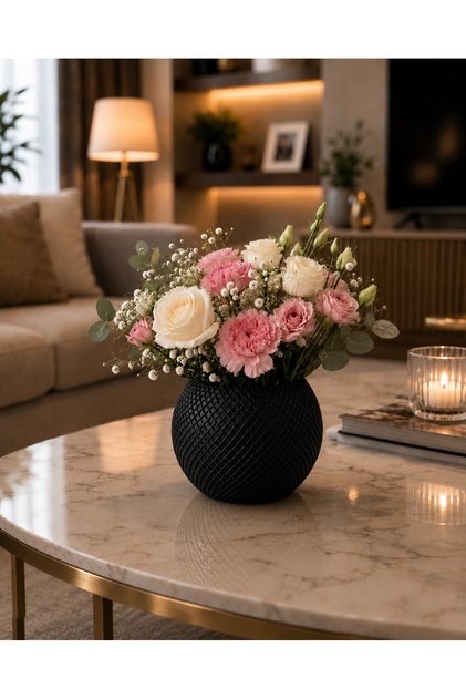 Modern Küre Dekoratif Vazo | 3D Tasarım | Yapay ve Kuru Çiçek İçin(çiçekler dahil değildir.)