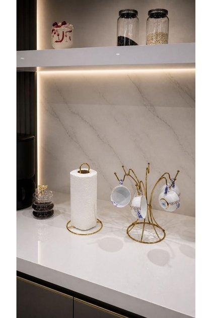 Set of 2 Shiny Gold Swan Napkin Holder Upright Paper Towel Holder Kitchen Set