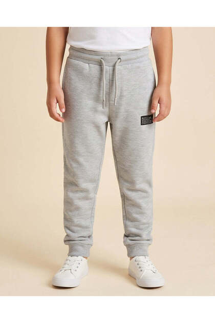 Boys Grey Melange Basic Track Pants
