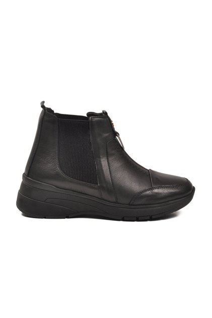 Black Genuine Leather Women's Boots 4153 Z