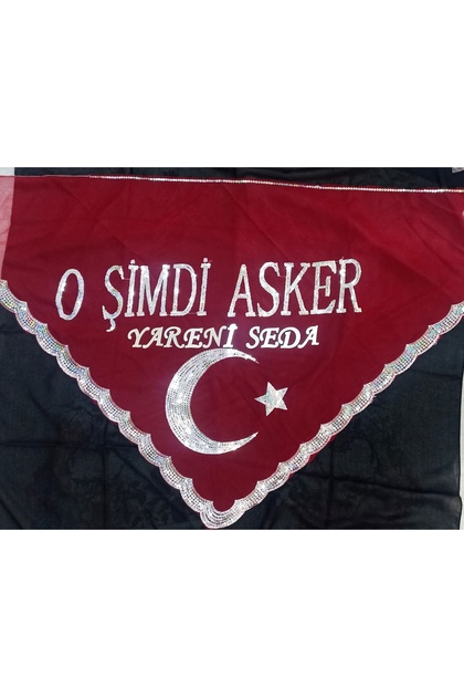 Kişiye Özel Asker yareni ve isim yazılı tirşe kına örtüsü asker eğlencesi asker şalı (üçgen şekil)