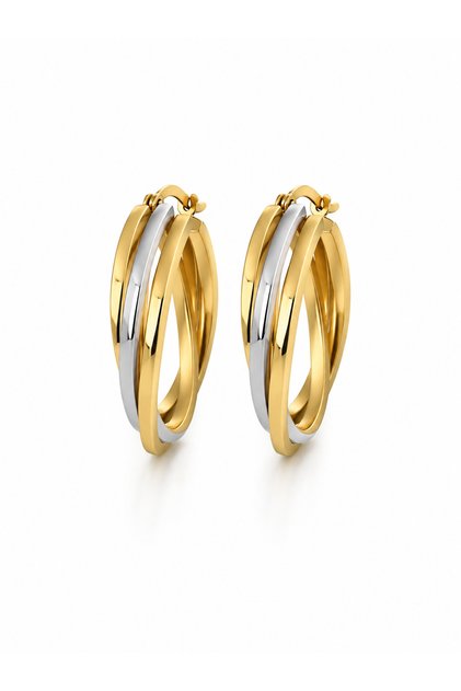 Gold & Silver Color Twist Hoop Earrings Stainless Steel Women's Earrings