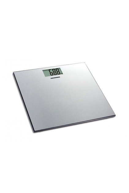 Cantar de baie Heinner SoftSilver 180 HBS-180SS, platformă din oțel inoxidabil, capacitate maximă: 180 kg, afișaj LCD, gradare: 100g, pornire/oprire automată, indicator baterie descărcată, indicator depășire limită.