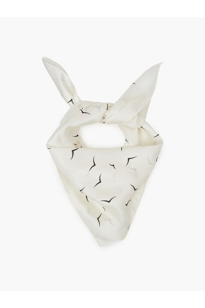 White Ditsy Print Scarf