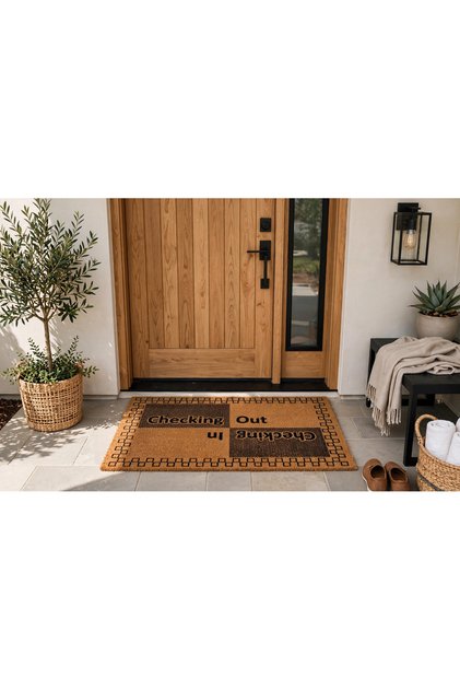 Coco Cc019A Dama Patterned Thick Non-Slip Sole Moisture Absorbing Stylish Design Door Mat 45X75 cm