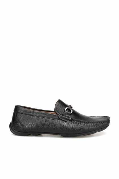 Siyah Hakiki Deri Tokalı Erkek Loafer