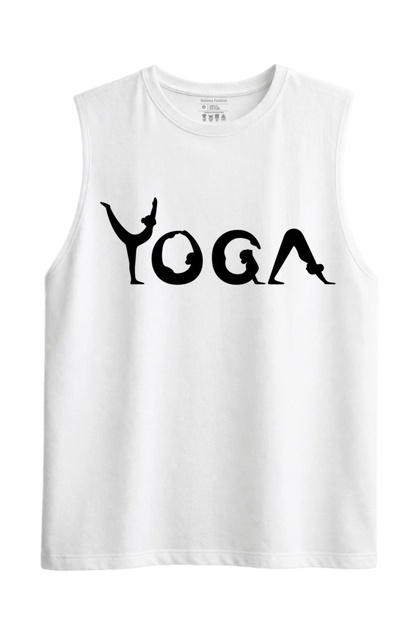 Maiou fără mâneci cu tipografie cu poze yoga
