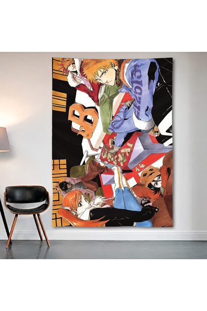 Bleach Anime Collage Duvar Örtüsü Duvar Halısı Birinci Kalite Saten Kumaş Poster