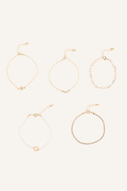 Women's 5-Piece Yellow Chain Bracelet Set I1346Axns