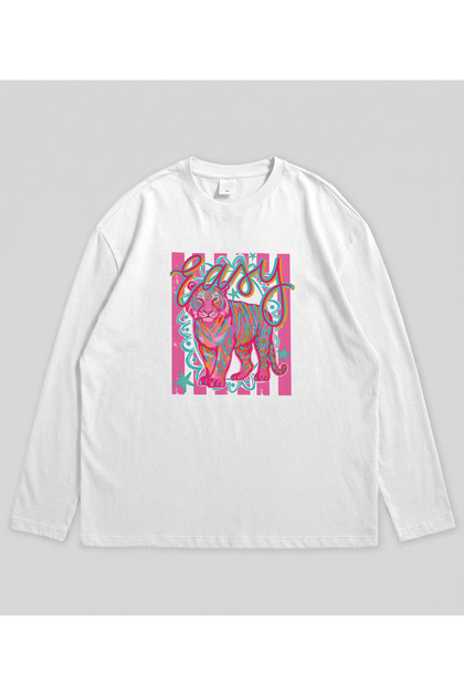 Tiger Printed Long Sleeve Relaxed Fit T-Shirt
