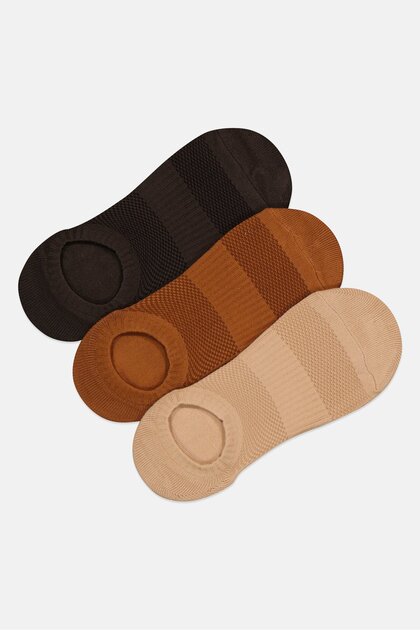 Women 3 Pairs Invisible Socks, Multicolor