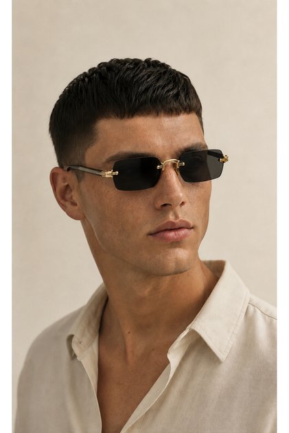 Kaus- Men's Sunglasses Uv 400 Sun Protection EÅŸref Single Black New Season Case and Cloth Gift