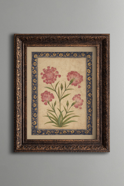 Pink Carnation Motif - Vintage Patterned Painting - Thick Model