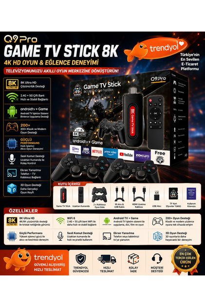 🎮 Game TV Stick 8K | Android TV & Oyun Konsolu | 20.000+ Oyun | Tak Çalıştır
