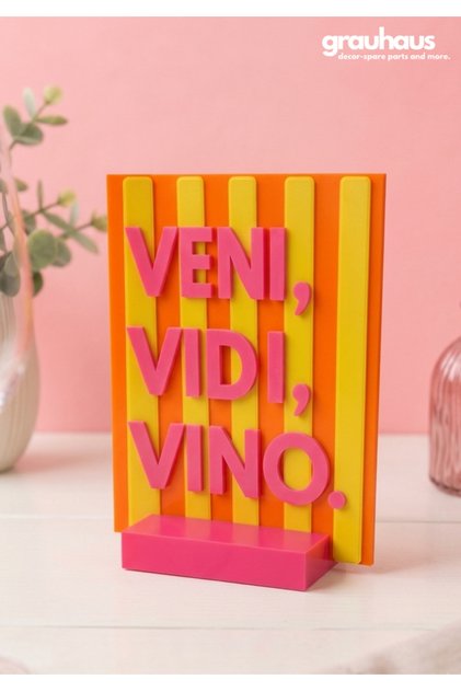 Veni Vidi Vino Esprili Motto Pano Renkli Dekoratif Yazılı Obje Şarap Köşesi Ve Bar Dekoru Pop Art Retro Mutfak Salon Objesi