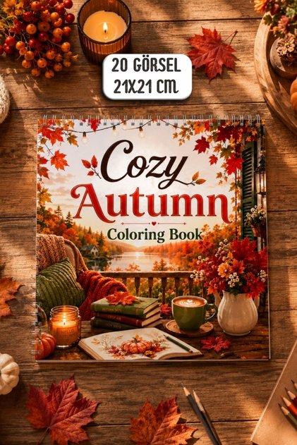 Cozy Autumn Coloring Book/Autumn Coloring Book for Adults 20 Visuals/20 Sheets Spiral Bound