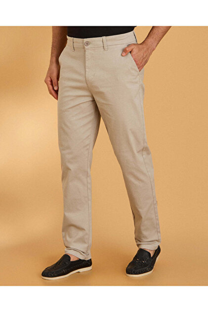 Men Beige Chino Trousers