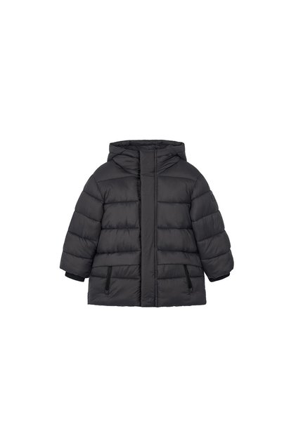 Palton lung umflat pentru băiat cu glugă 4422 negru