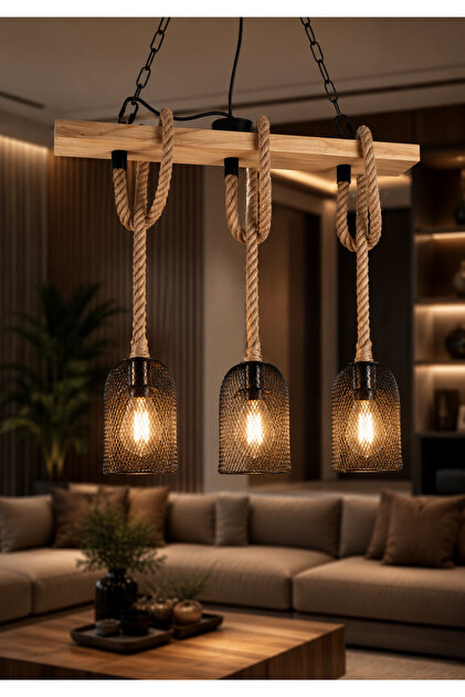نجفة حبال ريفي معلقة تصميم عصري | مودرن 70cm