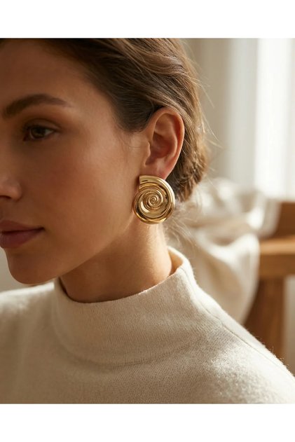 Women Earrings 316L Steel Gold Color Sea Shell Form Jewelry Accessory