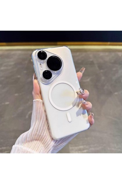 Huawei Pura 90 Uyumlu Kılıf Sararmaz Kamera Kısmı Full Açık Magsafe Mika Sert Parlak Şeffaf Kapak