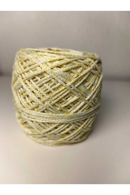 Sarı-Beyaz Karışımı Renkli Makrome Örgü İpi 100gr