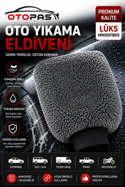 Lüks Mikrofiber Oto Yıkama Eldiveni