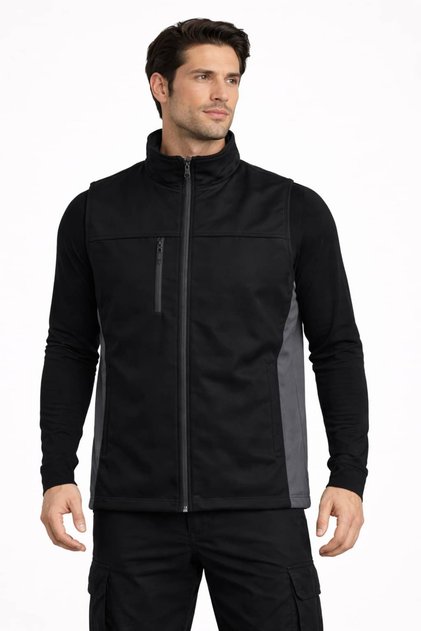 Softshell Yelek | Rüzgar Geçirmez, Isı Yalıtımlı, Fermuarlı, Siyah, İş Yeleği