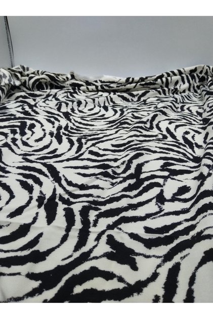 Siyah Beyaz Zebra Desenli Pamuk Viskon Kumaş | 150 cm En