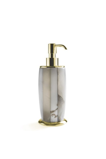 Rigato Liquid Soap Dispenser, Countertop - Natural Stone/Gold