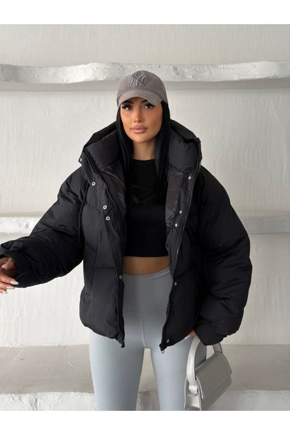 TREND JACHETĂ PUFFER ELASTICĂ CU GLUGĂ