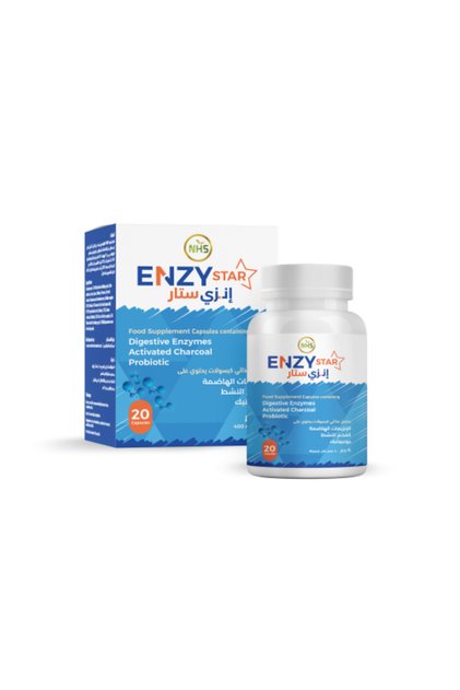 Enzy Star 20 Capsules Digestive Enzymes - Activated Charcoal - Probiotic - 20 Capsules