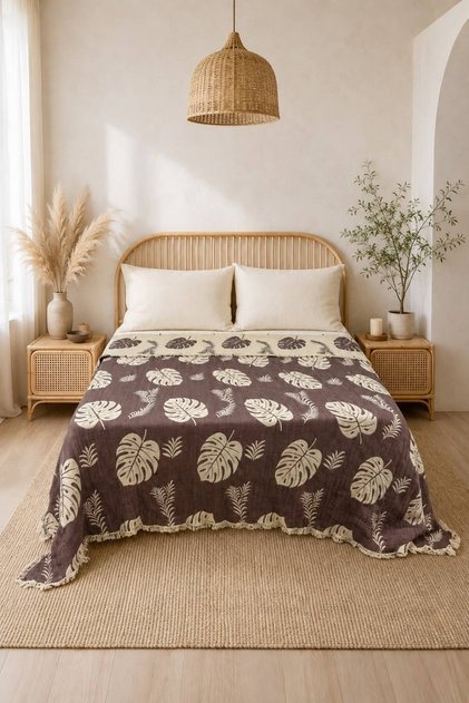 Sahra Organic 5 Layer Padded Muslin King Size Bedspread | Muslin Fabric | Pike | Quilt