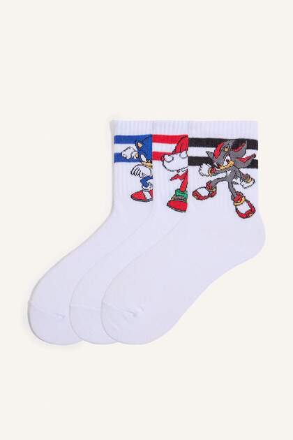 Sonic the Hedgehog Licensed 3-Piece Cotton Long Socks for Boys I2122A8Ns