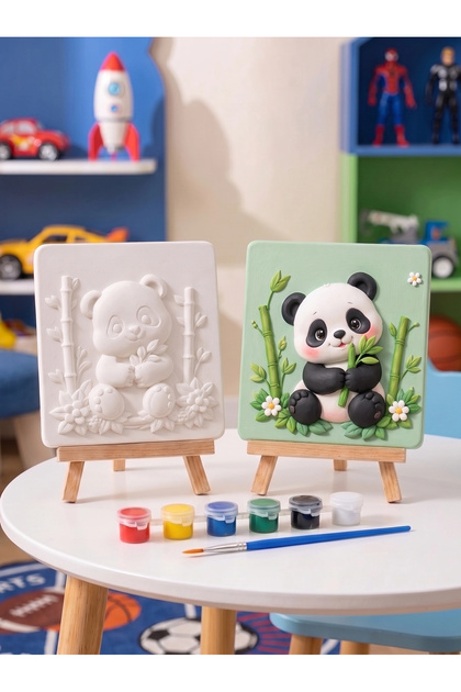 15x15 Panda Taş Boyama Seti – Çocuk ve Yetişkin Hobi Kiti