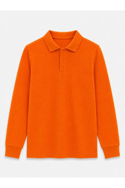Orange Long Sleeve Polo Collar Lakos School T-Shirt R.O.Z.K.U.U.Lt.E.L.T.