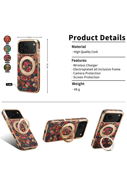 iPhone17 Pro Max Purple Denior for iPhone 17/16/15/14/13 Plus/Pro/Pro Max Flower Dream Totem Strap A