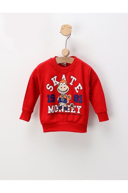 Bluza plusata Skate Monkey, rosu