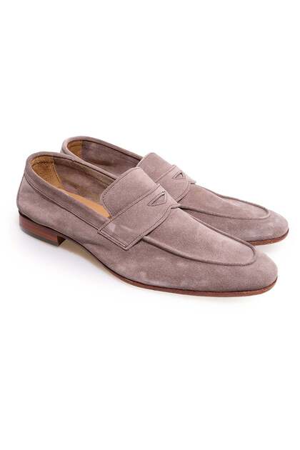 Mink Color Laceless Genuine Leather Suede Men's Shoes