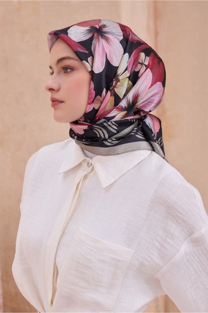 Fresh Flower Pattern Coffee Beige Crystal Scarf 2014 - 24
