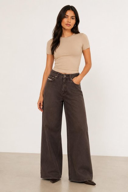 Wide Leg Denim Pants