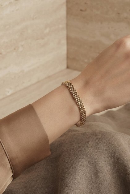 Steel Weave Chain Bracelet 6 mm Gold Color | Anti-Tarnish, Women'S, 2 Years Warranty